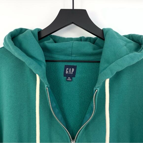 GAP Vintage Soft Cropped Full-Zip Hoodie Jade Stone Green XL (L) - Picture 6 of 10